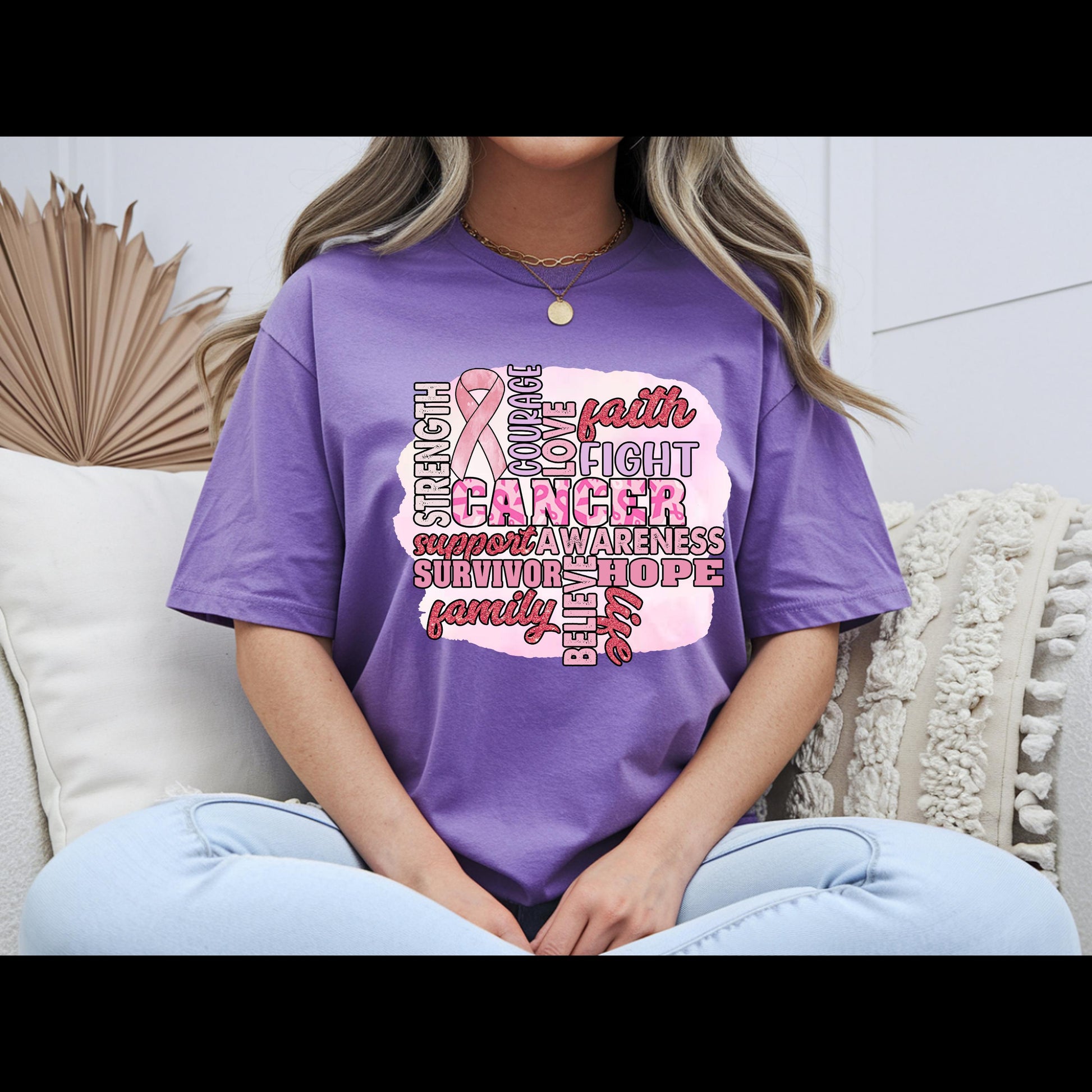 Breast Cancer Awareness Shirt | Pink Ribbon Support Tee | Cancer Awareness T-Shirt Hope Faith Strength Shirt | October Awareness Tee