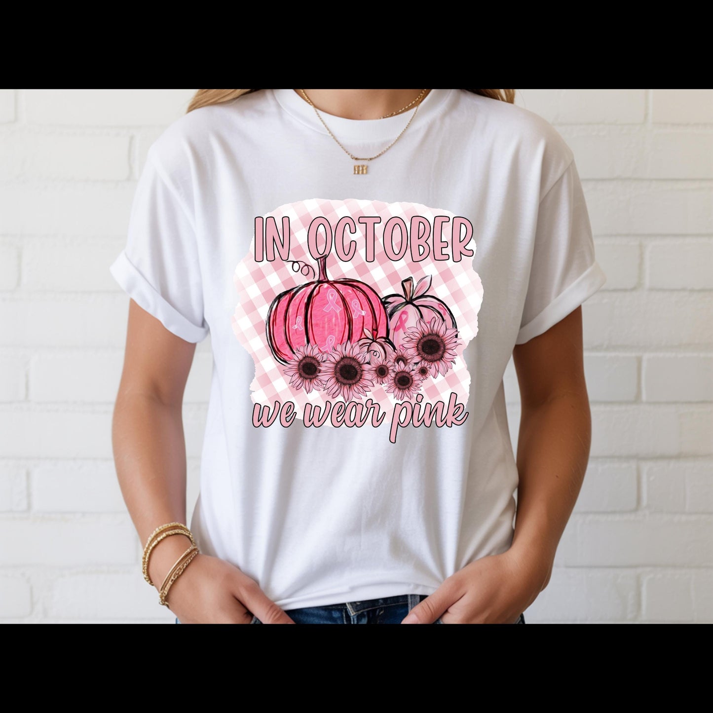 In October We Wear Pink Shirt | Breast Cancer Awareness Pumpkin Tee | Pink Pumpkin Fall Shirt | October Awareness T-Shirt