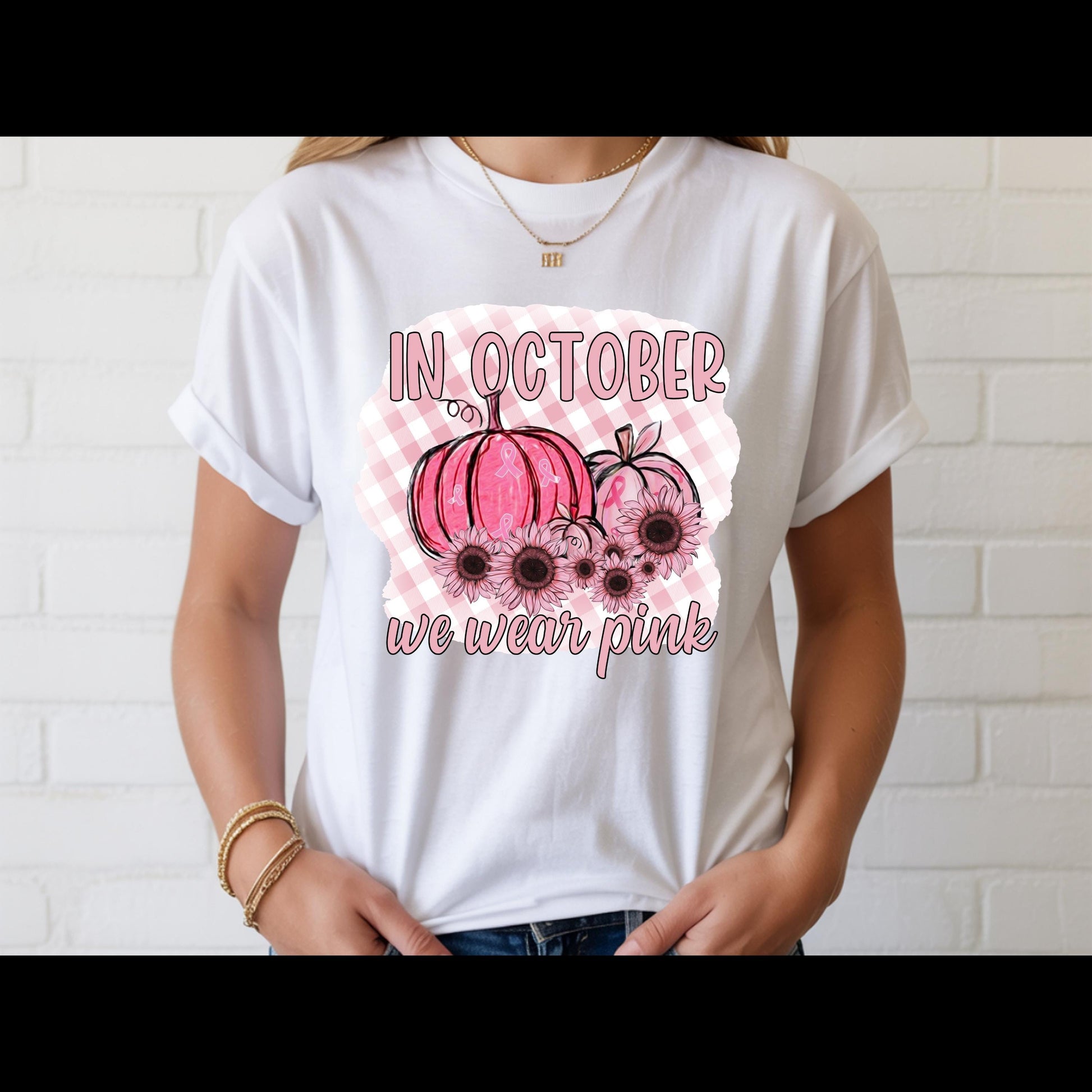 In October We Wear Pink Shirt | Breast Cancer Awareness Pumpkin Tee | Pink Pumpkin Fall Shirt | October Awareness T-Shirt