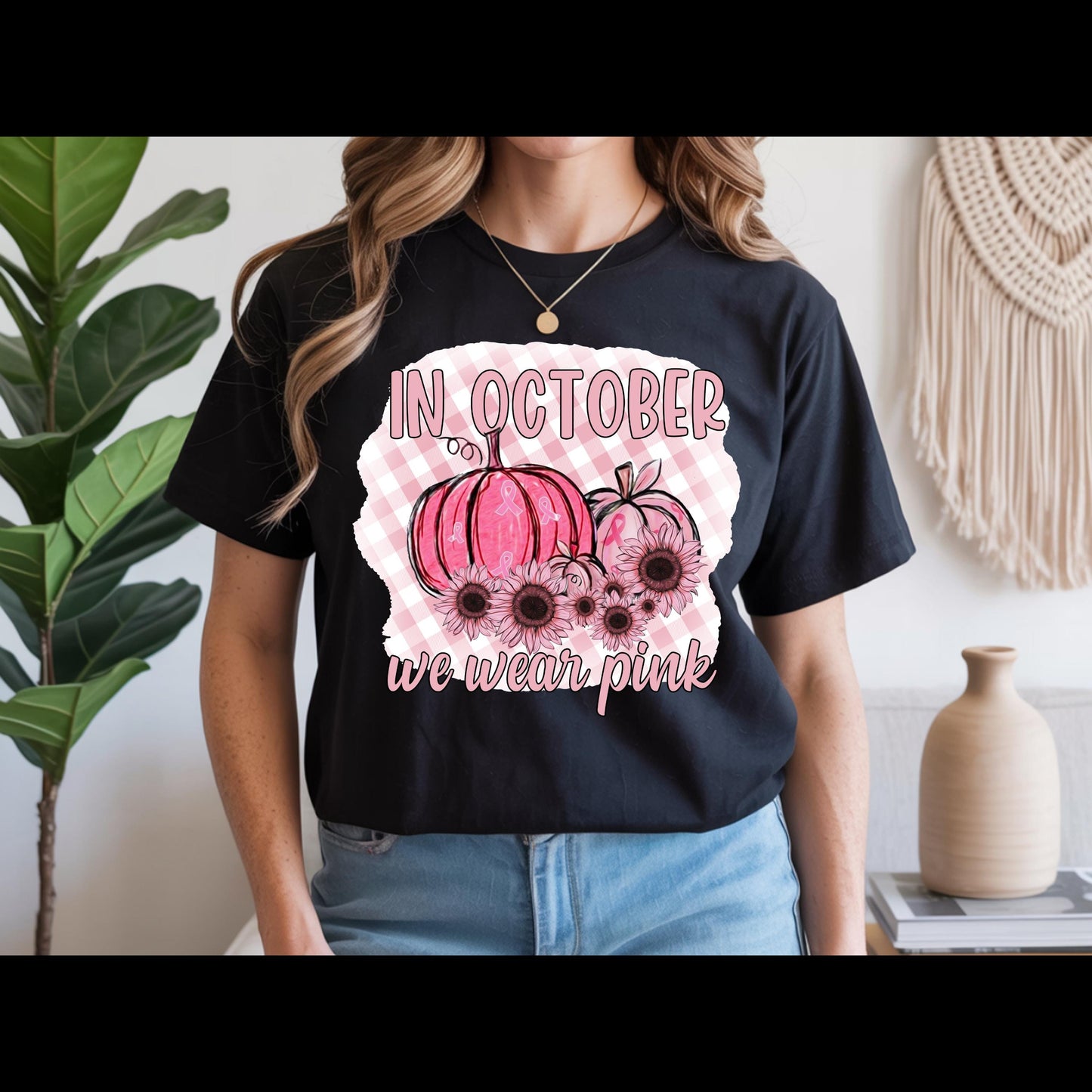 In October We Wear Pink Shirt | Breast Cancer Awareness Pumpkin Tee | Pink Pumpkin Fall Shirt | October Awareness T-Shirt