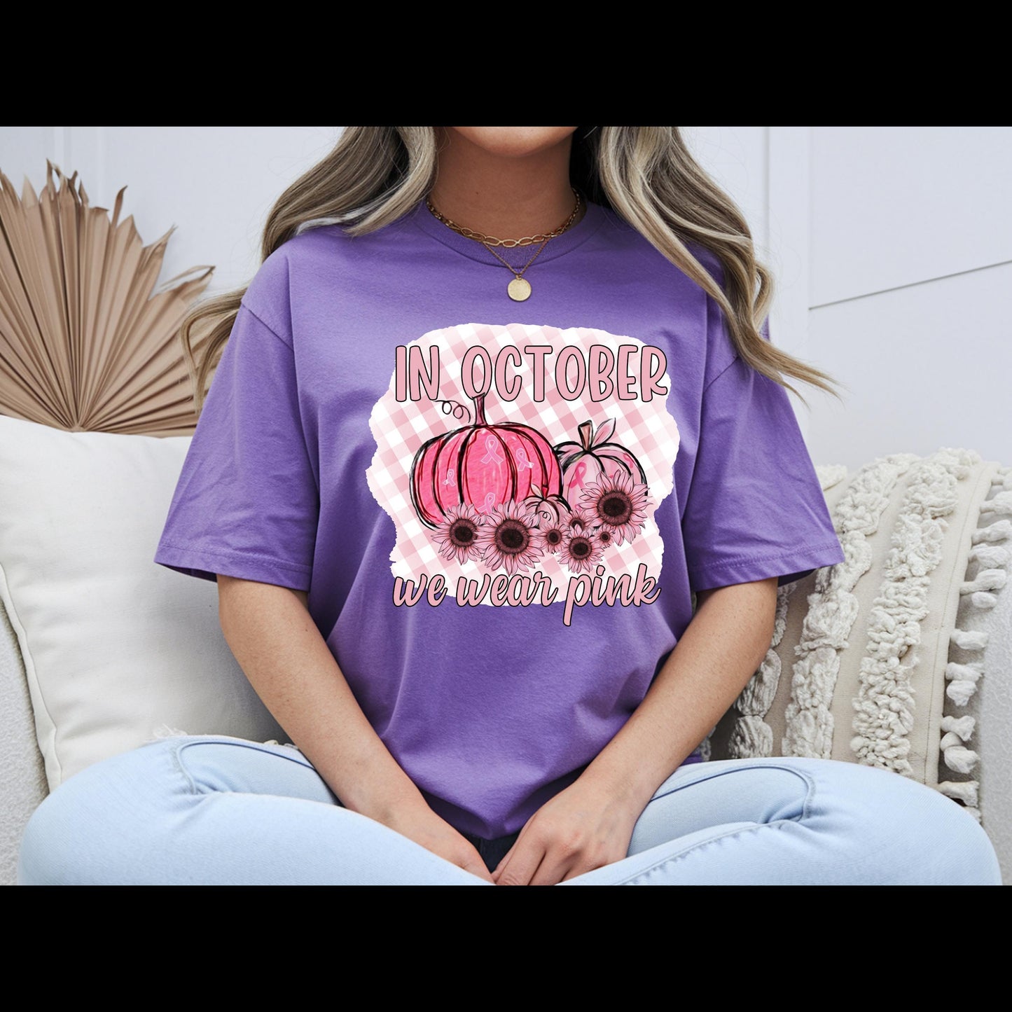 In October We Wear Pink Shirt | Breast Cancer Awareness Pumpkin Tee | Pink Pumpkin Fall Shirt | October Awareness T-Shirt