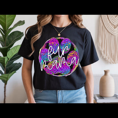Fur Mama Shirt | Colorful Leopard Paw Dog Mom Tee | Pet Lover Graphic T-Shirt | Cute Puppy Mom Gift | Rainbow Animal Lover Top