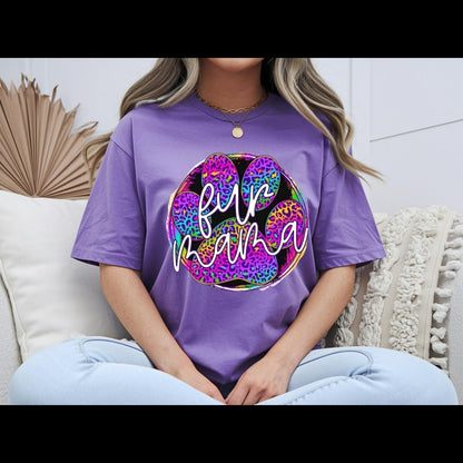 Fur Mama Shirt | Colorful Leopard Paw Dog Mom Tee | Pet Lover Graphic T-Shirt | Cute Puppy Mom Gift | Rainbow Animal Lover Top