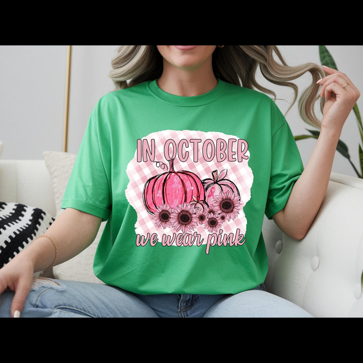 In October We Wear Pink Shirt | Breast Cancer Awareness Pumpkin Tee | Pink Pumpkin Fall Shirt | October Awareness T-Shirt