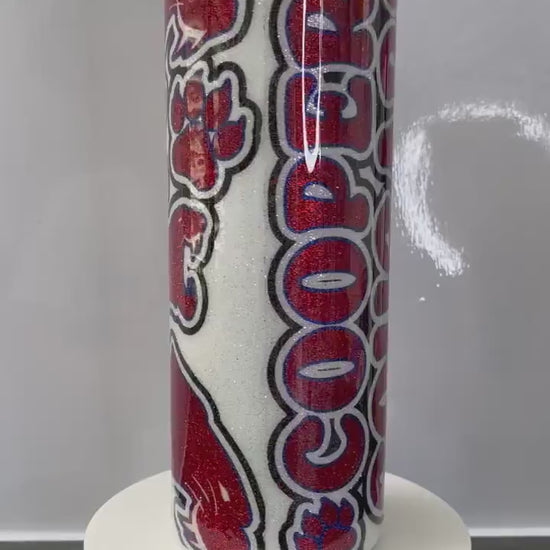 Cooper Cougars High School, Glitter Epoxy 20 oz Skinny Tumbler