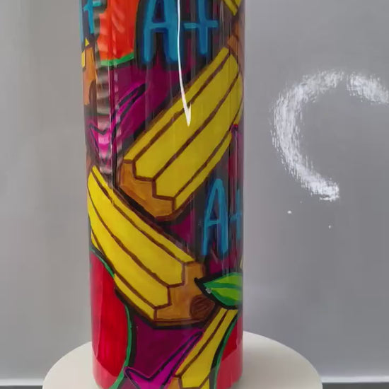 Hand Colored Teacher Back to School, Epoxy 20 oz Skinny Tumbler