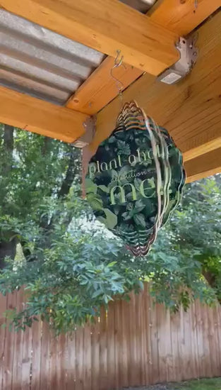 Wind Spinner: Plant-Aholic, Indoor Outdoor 10in Metal Wind Spinner