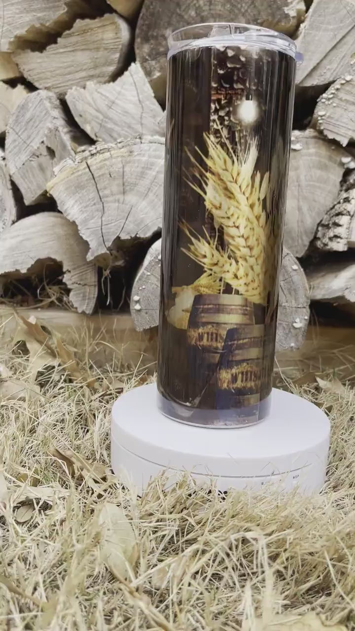 Men’s Whiskey, Sublimated 20oz Skinny Stainless Steel Tumbler
