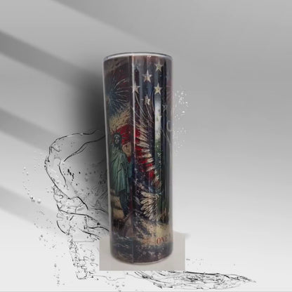 America 250 Years Tumbler | 1776 2026 Patriotic Eagle Cup | Vintage USA Flag Fireworks