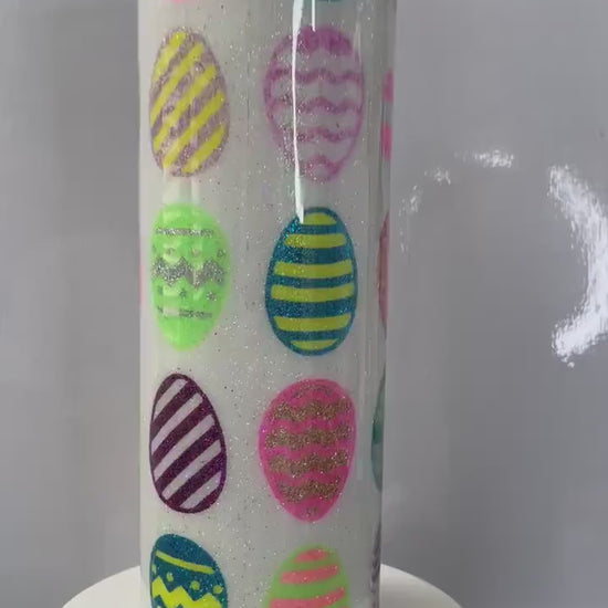 Easter Eggs, Glitter Epoxy 20 oz Skinny Tumbler