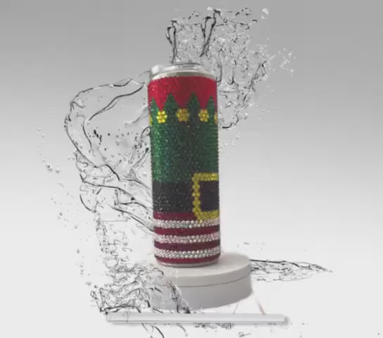 Rhinestone Tumbler: Elf, 20 oz Rhinestone Bling Skinny Tumbler