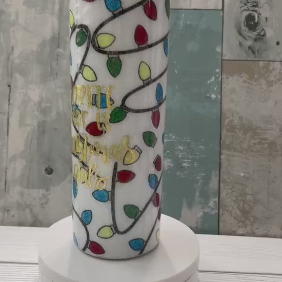 Christmas Lights, Glitter Epoxy 20 oz Skinny Tumbler