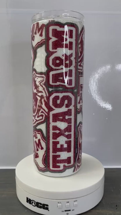 Texas A&M University Tumbler, College Sports Stainless Steel Drinking Cup