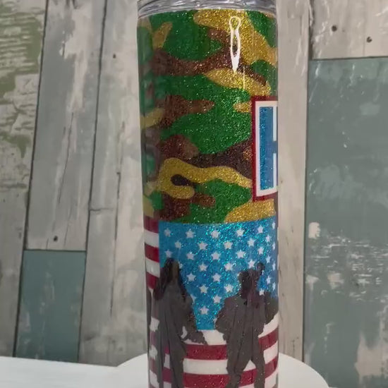 American Hero Tumbler: Patriotic Glitter Epoxy Stainless Steel Cup