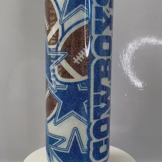 Custom Cowboys, Glitter Epoxy 20 oz Skinny Tumbler