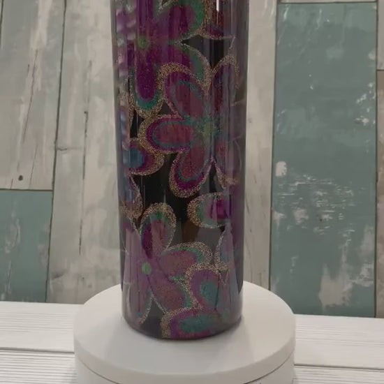 Puffy Daisy Flowers,  Glitter Epoxy 20oz Skinny Tumbler