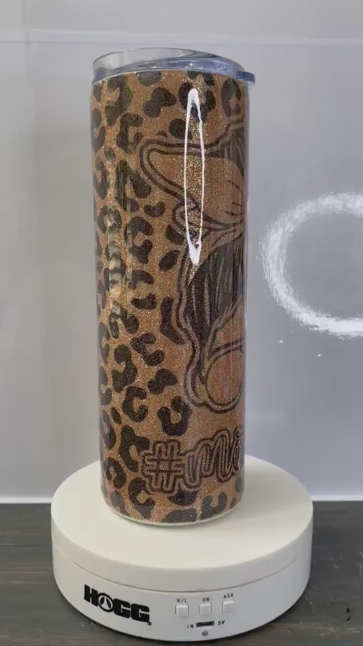Black Leopard Print Mom, Glitter Epoxy Custom oz Tumbler