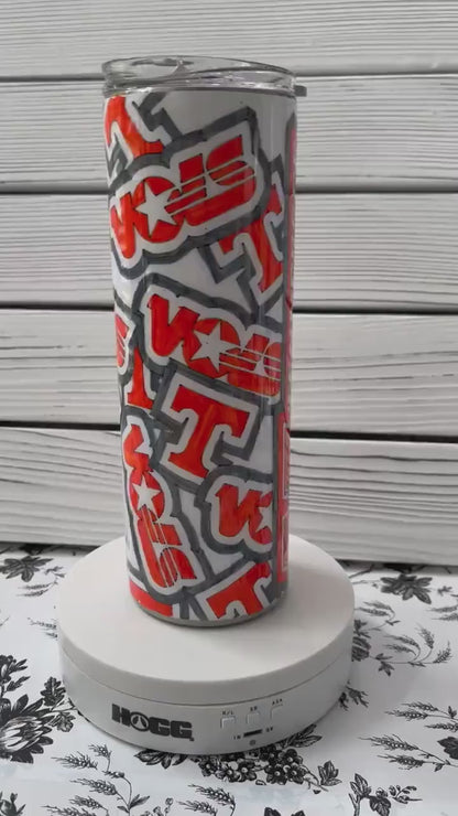 Hand Colored University of Tennessee, Volunteers 20 oz College Stainless Steel Drinking Cup