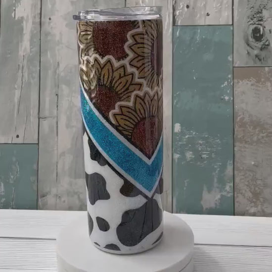Cow Print & Sunflower, Epoxy Insulated Tumbler