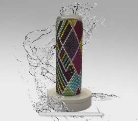 Rhinestone Tumbler: Multi Diamonds, 20 oz Rhinestone Bling Skinny Tumbler